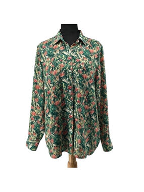 Aritzia Sunday best button down shirt semi sheer floral top career sz sm